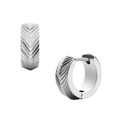 Harlow Linear Texture Stainless Steel Hoop Earrings