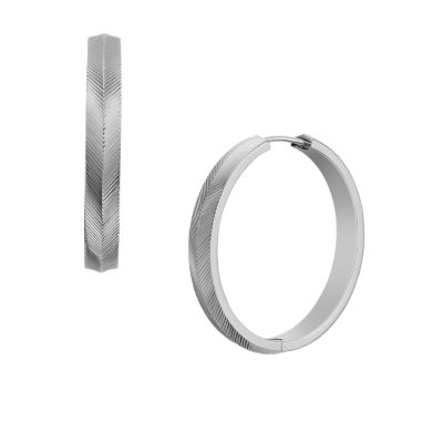 Harlow Linear Texture Stainless Steel Hoop Earrings - JF04668040