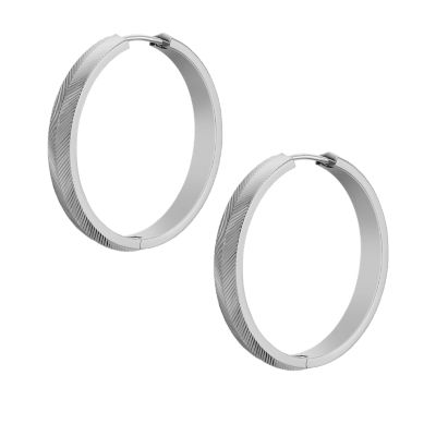 Harlow Linear Texture Stainless Steel Hoop Earrings