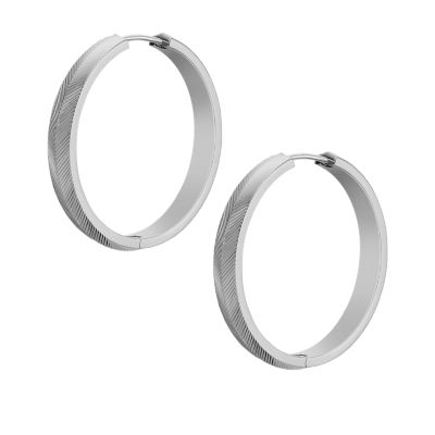 Harlow Linear Texture Stainless Steel Hoop Earrings - JF04668040