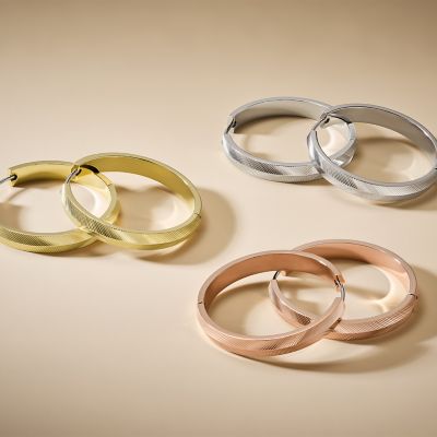 Harlow Linear Texture Stainless Steel Hoop Earrings