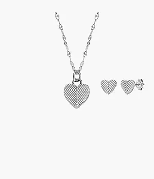 Ensemble de collier à pendentif et de boucles d’oreilles Harlow Heart To Heart en acier inoxydable