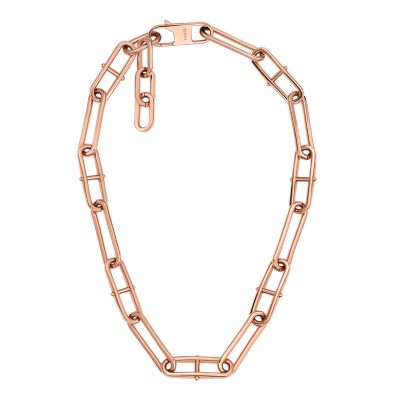 Locket Collection Rose Gold-Tone Stainless Steel Chain Necklace -  JF04429791 - Fossil