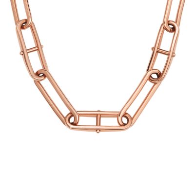 Heritage D-Link Rose Gold-Tone Stainless Steel Chain Necklace