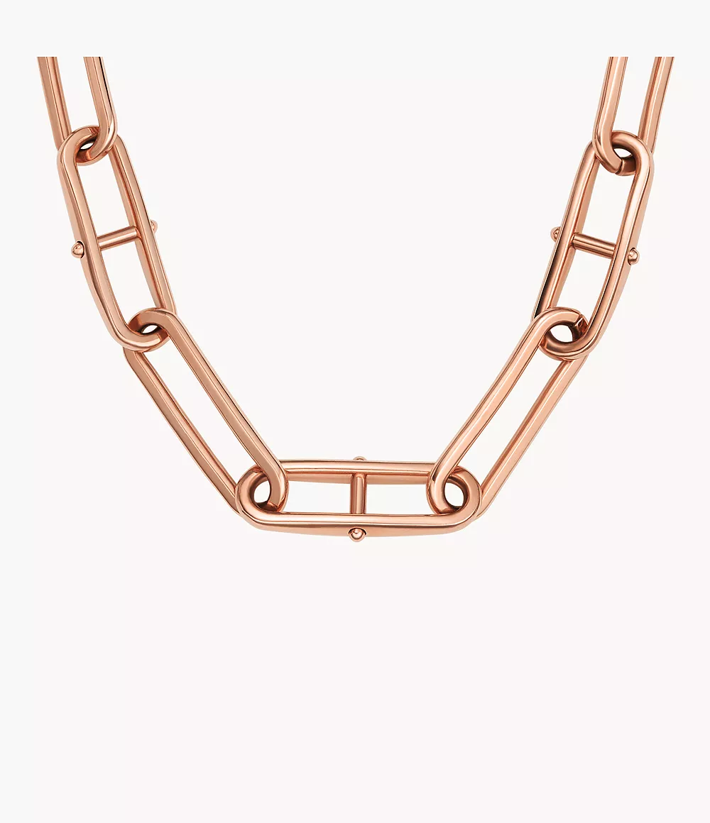 Heritage D-Link Rose Gold-Tone Stainless Steel Chain Necklace
