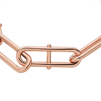 Heritage D-Link Rose Gold-Tone Stainless Steel Chain Bracelet