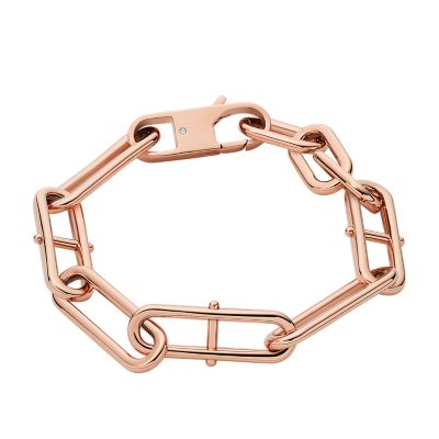 Heritage D-Link Rose Gold-Tone Stainless Steel Chain Bracelet
