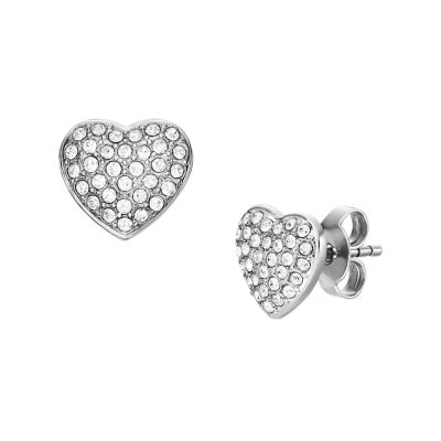 Sadie Glitz Heart Stainless Steel Stud Earrings