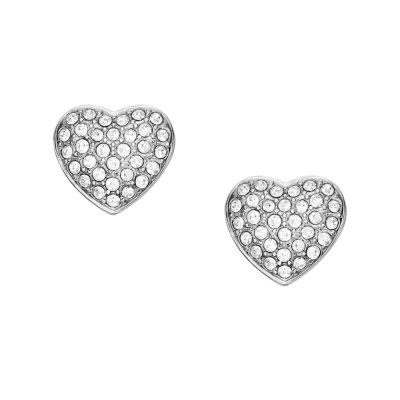 Fossil Ohrstecker Sadie Glitz Heart Edelstahl - Silberfarben