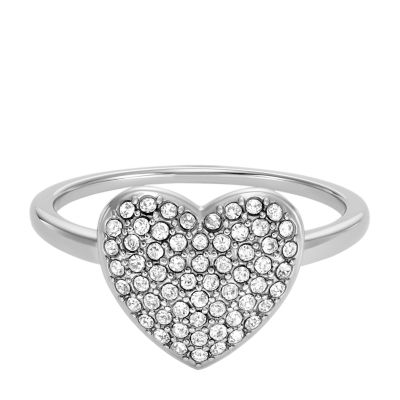 Sadie Glitz Heart Stainless Steel Center Focal Ring 