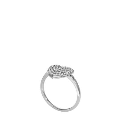 Sadie Glitz Heart Stainless Steel Center Focal Ring