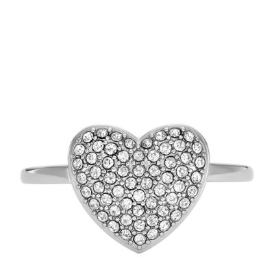 Bague à Centre Focal Sadie Glitz Heart En Acier Inoxydable