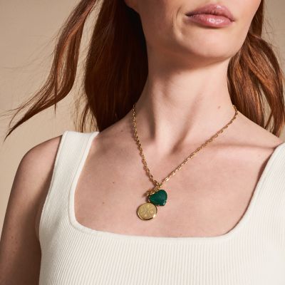 Modern & Magic Green Reconstituted Malachite Pendant Necklace - JF04681710  - Fossil