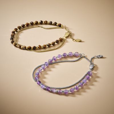 All Stacked Up Purple Amethyst Multi-Strand Bracelet - JF04685040