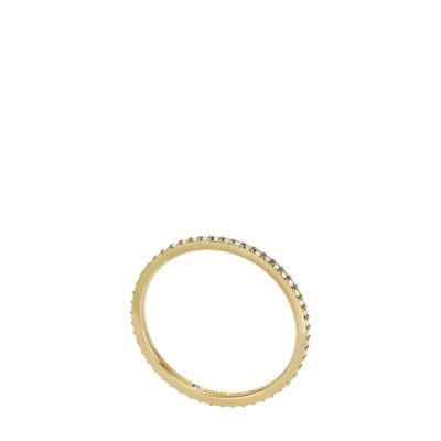 Ellis Pavé Glitz Gold-Tone Stainless Steel Band Ring