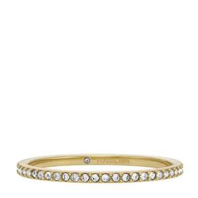 Ellis Pavé Glitz Gold-Tone Stainless Steel Band Ring