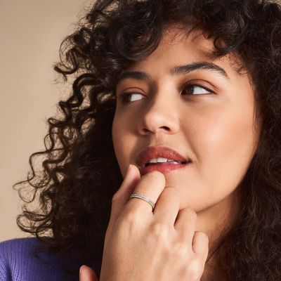 Ellis Pavé Glitz Stainless Steel Band Ring