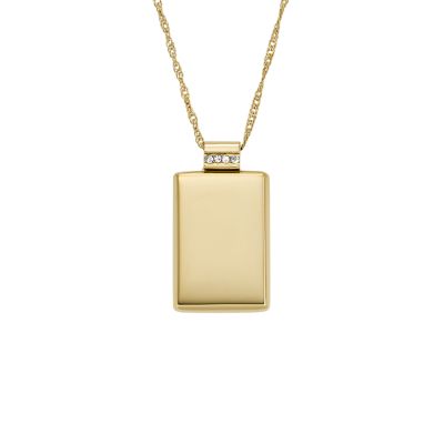 Women's gold-tone engravable necklace.