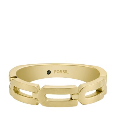 Heritage D-Link Chain Gold-Tone Stainless Steel Band Ring - JF04694710001 -  Fossil