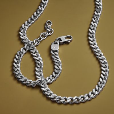 Harlow Linear Texture Chain Stainless Steel Necklace