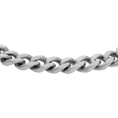 Harlow Linear Texture Steel Bracelet - Stainless Fossil Chain JF04697040 