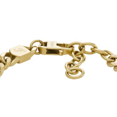 Harlow Linear Texture Gold-Tone Stainless Chain - Steel - Bracelet JF04698710 Fossil