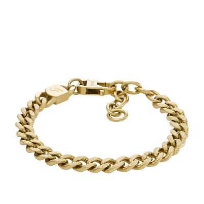 Stainless - Steel - Fossil Bracelet JF04698710 Linear Gold-Tone Chain Texture Harlow