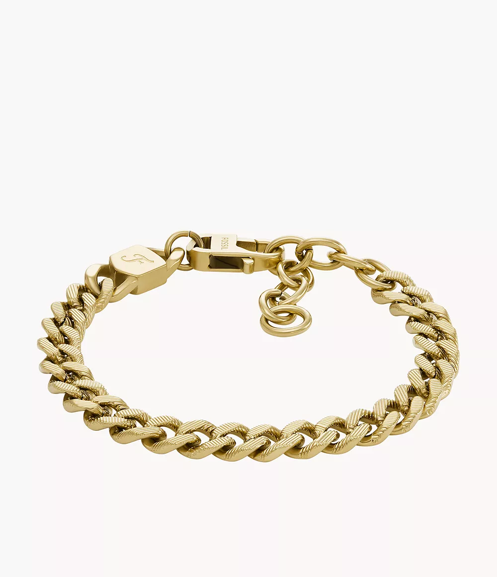 Harlow Linear Texture Chain Gold-Tone Stainless Steel Bracelet  JF04698710
