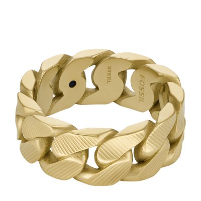 Harlow Linear Texture Chain Gold-Tone Stainless Steel Band Ring