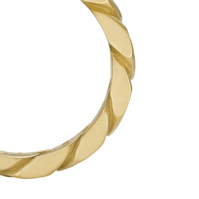 Harlow Linear Texture Chain Gold-Tone Stainless Steel Band Ring