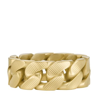 Fossil Ring Harlow Linear Texture Chain Edelstahl goldfarben - Goldfarben