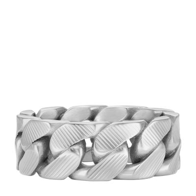 Fossil Ring Harlow Linear Texture Chain Edelstahl - Silberfarben