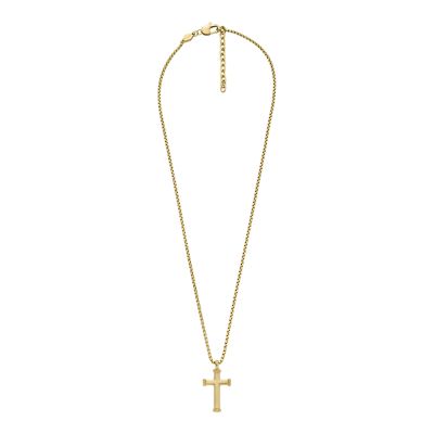 All Stacked Up Gold-Tone Stainless Steel Pendant Necklace