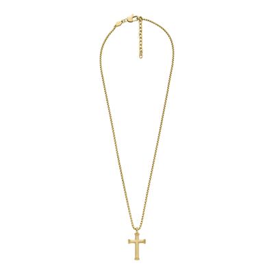 All Stacked Up Gold-Tone Stainless Steel Pendant Necklace