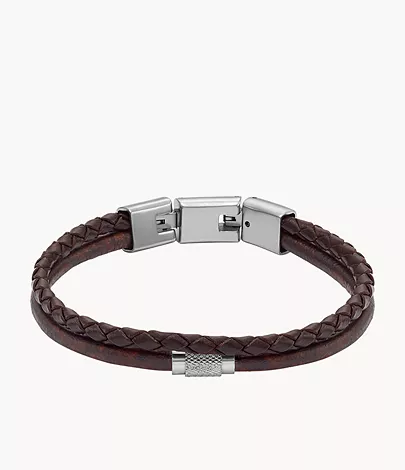A leather corded bracelet.