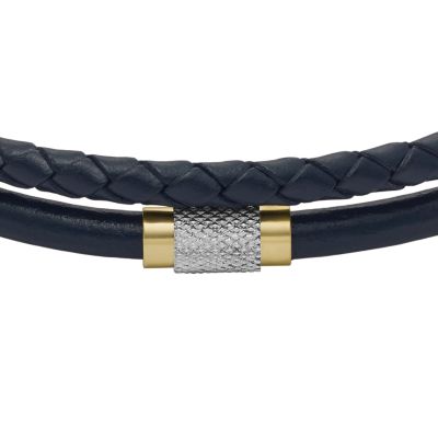 All Stacked Up Navy Leather Multi-Strand Bracelet