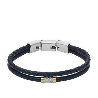 All Stacked Up Navy Leather Multi-Strand Bracelet - JF04703998