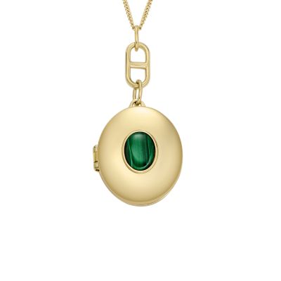 Heritage Locket Collection Green Malachite Pendant Necklace