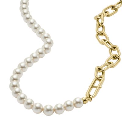 Heritage Pearl D-Link Gold-Tone Stainless Steel Chain Necklace