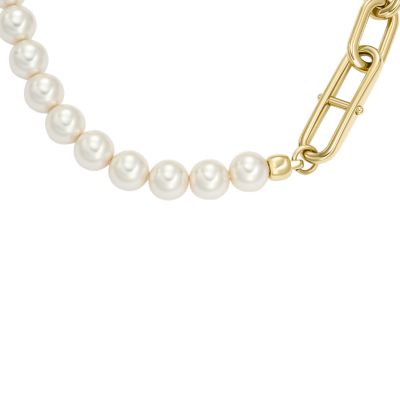 Heritage Pearl D-Link Gold-Tone Stainless Steel Chain Necklace