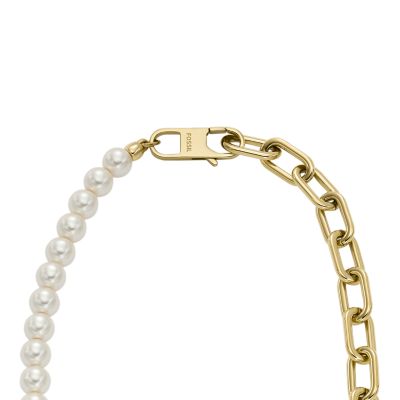 Heritage Pearl D-Link Gold-Tone Stainless Steel Chain Necklace