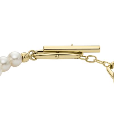 Heritage Pearl D-Link Gold-Tone Stainless Steel Chain Bracelet