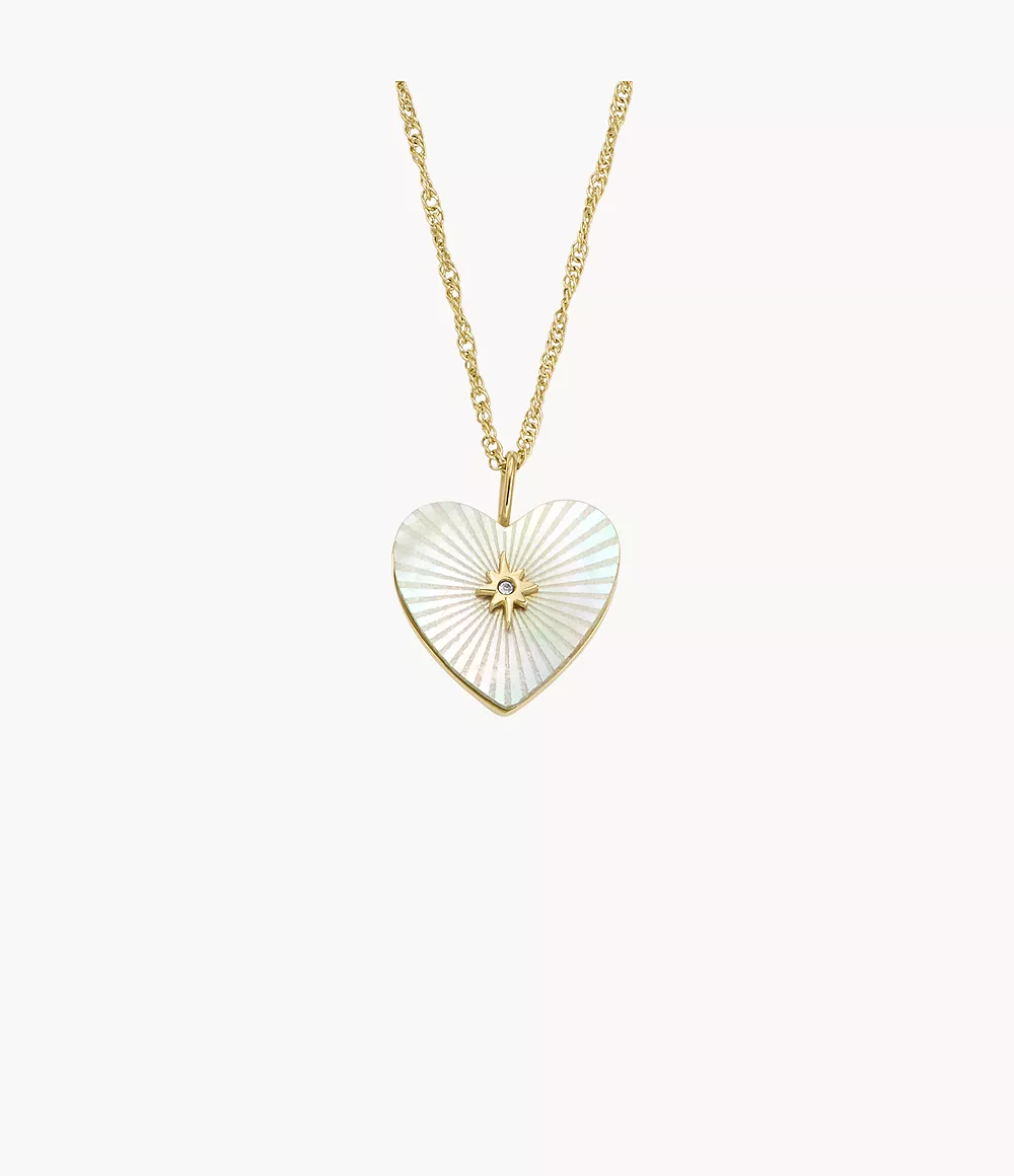 Image of Sutton Radiant Love Gold-Tone Mother-of-Pearl Stainless Steel Heart Pendant Necklace
