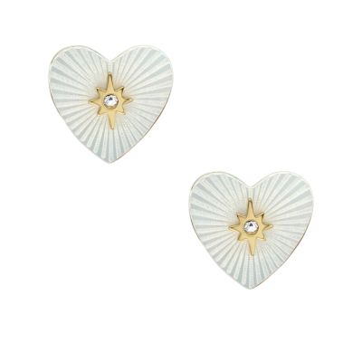 Sutton Radiant Love Gold-Tone Mother-of-Pearl Stainless Steel Heart Stud  Earrings