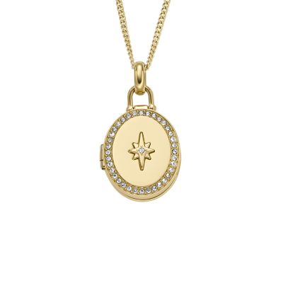 Sadie Locket Collection Gold-Tone Stainless Steel Pendant Necklace