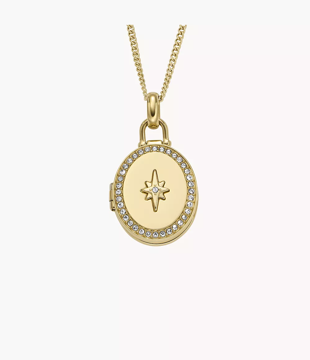 Image of Sadie Locket Collection Gold-Tone Stainless Steel Pendant Necklace