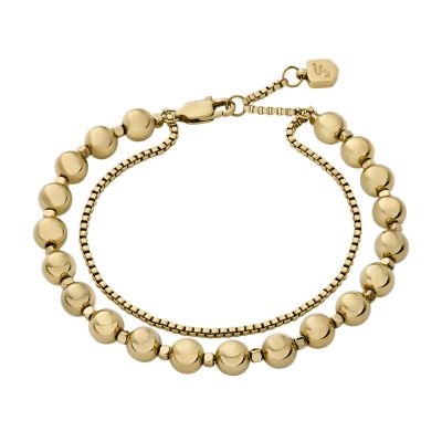 All Stacked Up Gold-Tone Stainless Steel Beaded Bracelet 