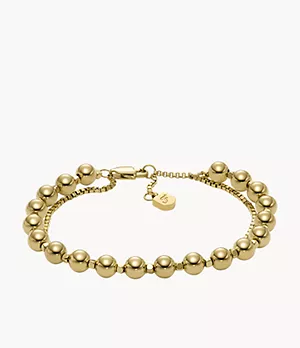 All Stacked Up Gold-Tone Stainless Steel Beaded Bracelet