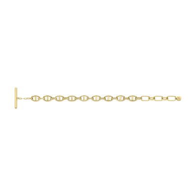 Heritage D-Link Gold-Tone Stainless Steel Chain Bracelet - JF04573710 -  Fossil