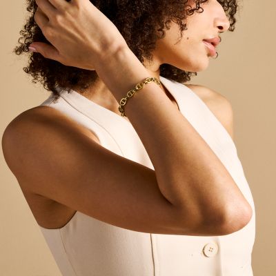 Heritage D-Link Gold-Tone Stainless Steel Chain Bracelet